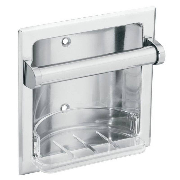 Moen 2565CH Soap Holder and Utility Bar, Recessed Mounting, Zinc