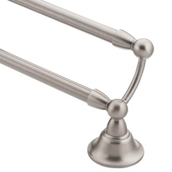 Moen DN6822BN Towel Bar, 24 in L Rod, Brass, Brushed Nickel, Surface Mounting