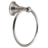 Moen Sage Series DN6886BN Towel Ring, 6 in Dia Ring, 22 lb, Brass/Zinc, Brushed Nickel, Screw Mounting