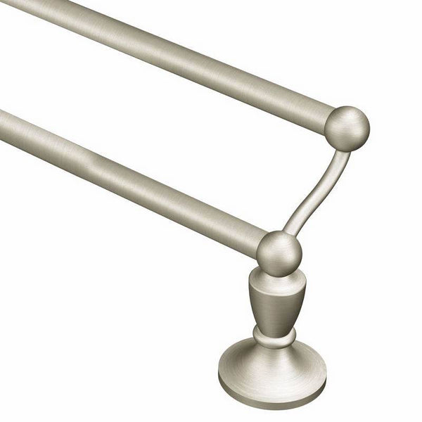 Moen DN8222BN Towel Bar, 24 in L Rod, Brass, Brushed Nickel, Surface Mounting