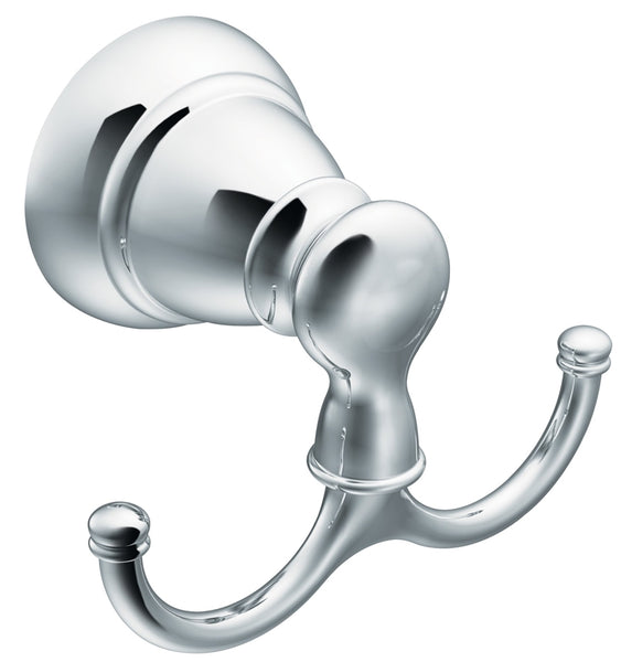 Moen Banbury Series Y2603CH Robe Hook, 2-Hook, Zamac, Chrome, Surface Mounting