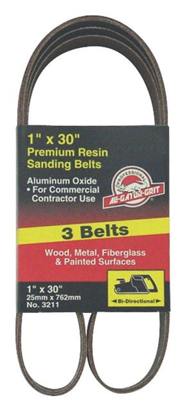 Gator 3210 Sanding Belt, 1 in W, 30 in L, 120 Grit, Fine, Aluminum Oxide Abrasive