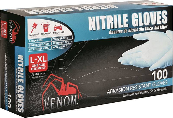 VENOM STEEL VEN4145 Non-Sterile Disposable Gloves, L-XL, 9 in L, Nitrile, Blue