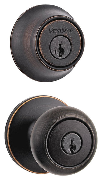 Kwikset 690CV 11P CP K6 Knob Lockset, 3 Grade, Keyed Key, Venetian Bronze, 2-3/8 x 2-3/4 in Backset, K6 Keyway