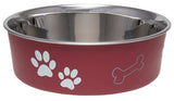 Loving Pets 7413MM Pet Feeding Bowl, M, 28 oz Volume, Polyresin/Stainless Steel, Merlot