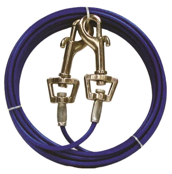 Boss Pet PDQ Q233000099 Pet Tie-Out Belt with Twin Swivel Snap, 30 ft L Belt/Cable, For: Medium Dogs Up to 35 lb