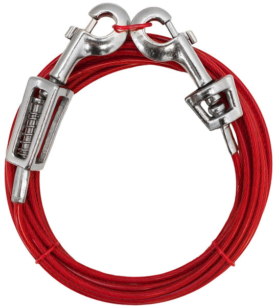 Boss Pet PDQ Q3515SPG99 Tie-Out with Spring, 15 ft L Belt/Cable, For: Large Dogs up to 60 lb