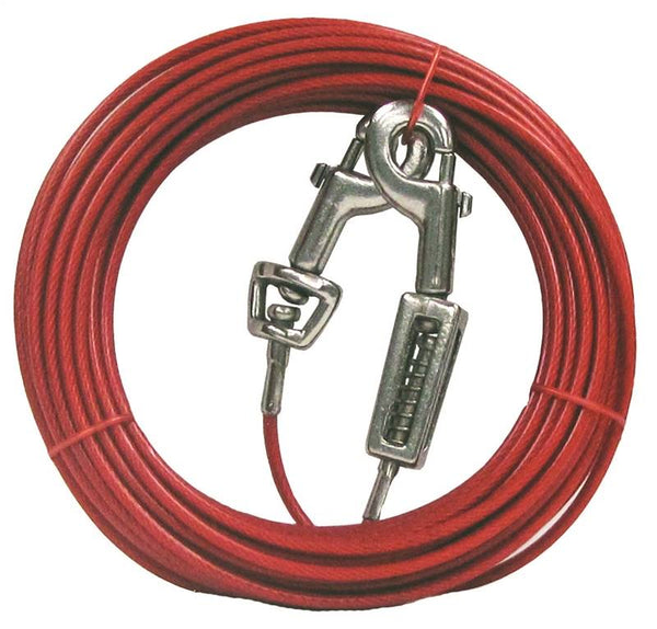 Boss Pet PDQ Q3530SPG99 Tie-Out with Spring, 30 ft L Belt/Cable, For: Large Dogs up to 60 lb
