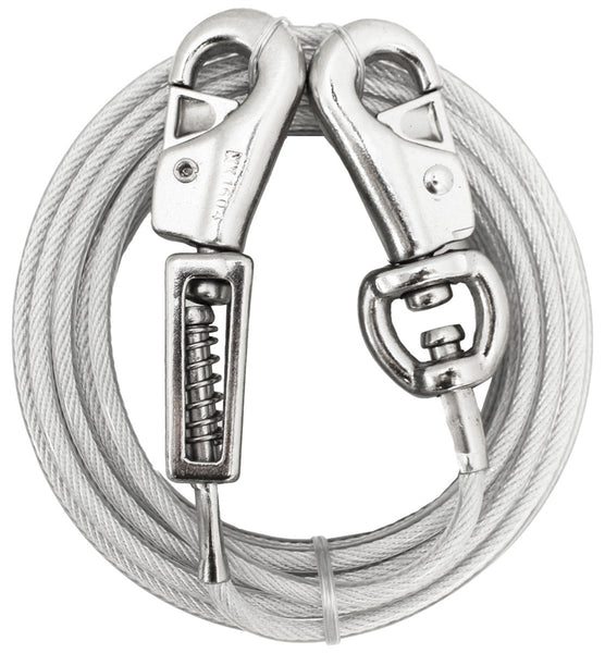 Boss Pet PDQ Q5715SPG99 Tie-Out with Spring, 15 ft L Belt/Cable, For: Extra Large Dogs Up to 125 lb