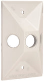 HUBBELL 5189-6 Cluster Cover, 4-19/32 in L, 2-27/32 in W, Rectangular, Zinc, White, Powder-Coated