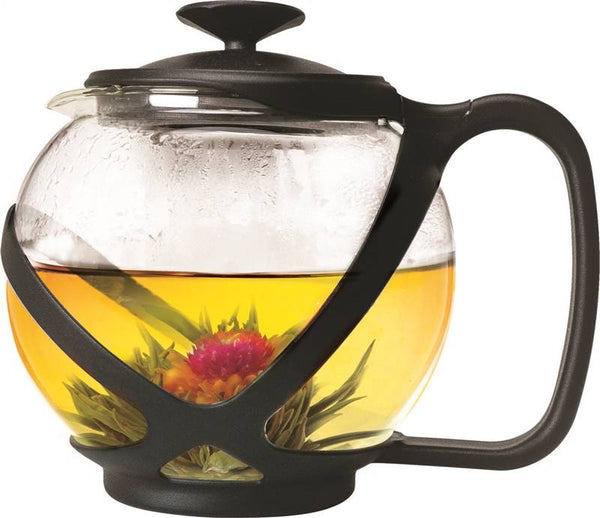 Primula Tempo Series PTA-2340 Teapot, 40 oz Capacity, Borosilicate Glass, Black/Red