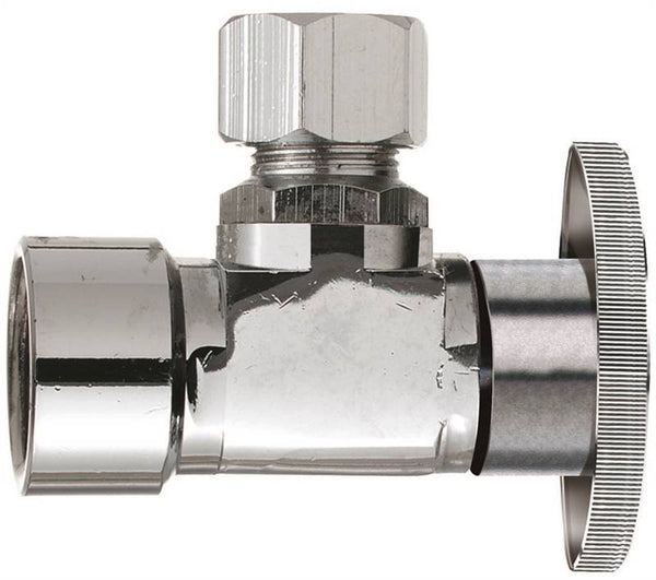 Plumb Pak PP51PCLF Shut-Off Valve, 1/2 x 3/8 in Connection, FIP x Compression, Brass Body