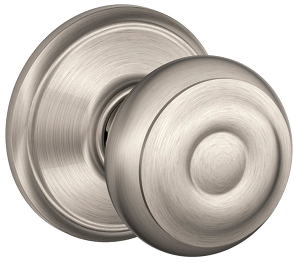 Schlage Georgian Series F10VGEO619 Passage Door Knob, Metal, Satin Nickel