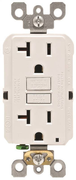 Leviton R02-GFNT2-0KW GFCI Receptacle, 2 -Pole, 20 A, 125 V, Back, Side Wiring, NEMA: 5-15R, White