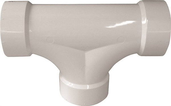 CANPLAS 193723 2-Way Cleanout Pipe Tee, 3 in, Hub, PVC, White