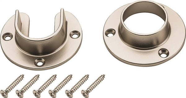 National Hardware V8600 S822-082 Closet Flange Set, Zinc, Satin Nickel