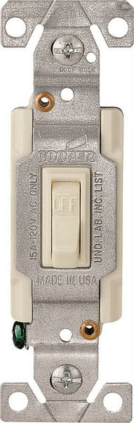 Eaton Wiring Devices 1301-7V10 Toggle Switch, 15 A, 120 V, Polycarbonate Housing Material, Ivory