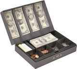 ProSource TS811 Cash Box, 11-3/8 L x 7-5/8 W x 3-1/4 H in Exterior, Steel, Combination Lock, 6-Compartment