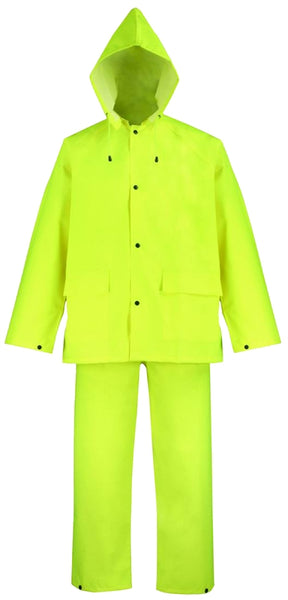 Diamondback OX025PU-M Rain Suit, M, 28-1/2 in Inseam, Polyester, Hi-Viz Yellow, Comfortable Oxford Polyester Collar