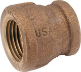 Anderson Metals 738119-1206 Reducing Pipe Coupling, 3/4 x 3/8 in, FIPT, Brass, 200 psi Pressure