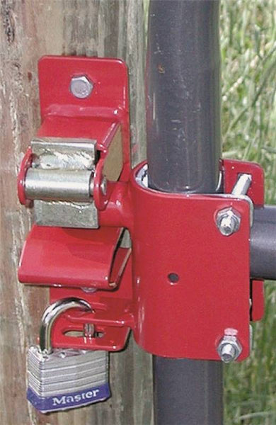 SpeeCo S16100500 Gate Latch, 1-Way, Lockable, Steel, Red, For: 1-5/8 to 2 in OD Round Tube Gate