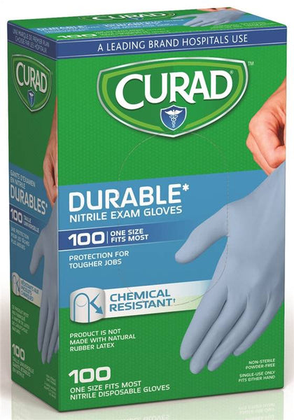 CURAD CUR4145R Exam Gloves, One-Size, Nitrile, Blue