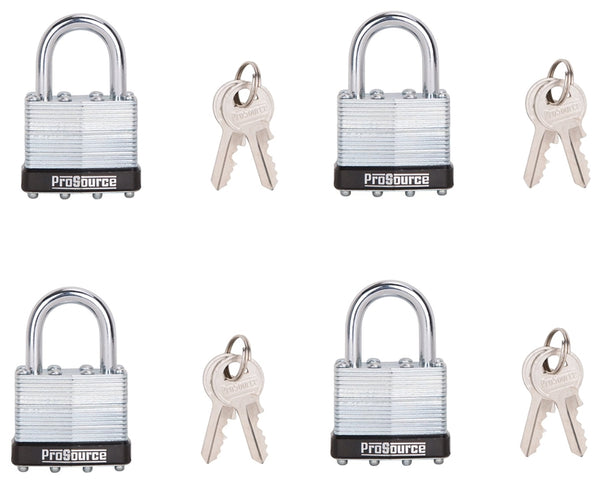 ProSource Padlock, Keyed Alike Key, Standard Shackle, 1/4 (6.3) in (mm) Dia Shackle, Steel Shackle, Zinc