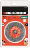 Black+Decker 70-603 Wire Wheel Brush, 3 in Dia, 10-32 in Arbor/Shank, Steel Bristle