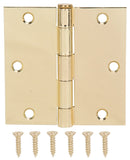 ProSource 20338BBX Square Corner Door Hinge, Steel, Polished Brass, Loose Pin, 180 deg Range of Motion