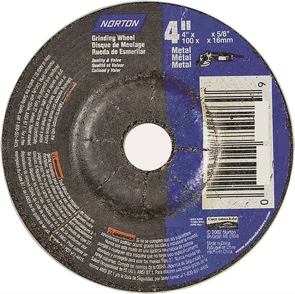 NORTON 66252842014 Grinding Wheel, 4 in Dia, 1-8 in Thick, 5-8 in Arbor, 24 Grit, Aluminum Oxide Abrasive
