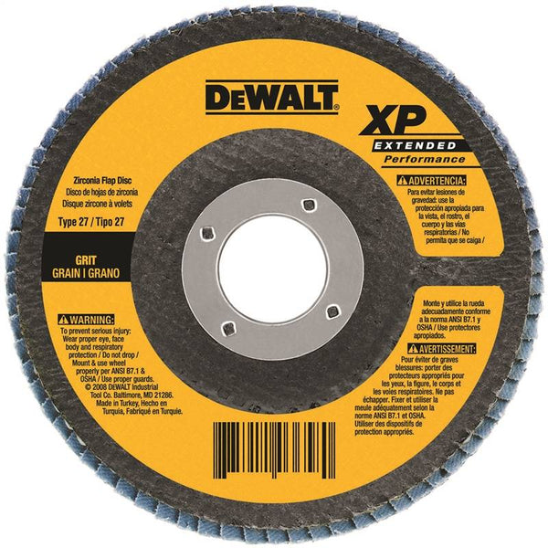 DeWALT DW8312 Flap Disc, 4-1/2 in Dia, 5/8-11 Arbor, Coated, 60 Grit, Medium, Zirconium Oxide Abrasive