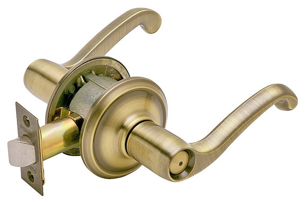 Schlage Flair Series F40 FLA 609 Privacy Lever, Antique Brass