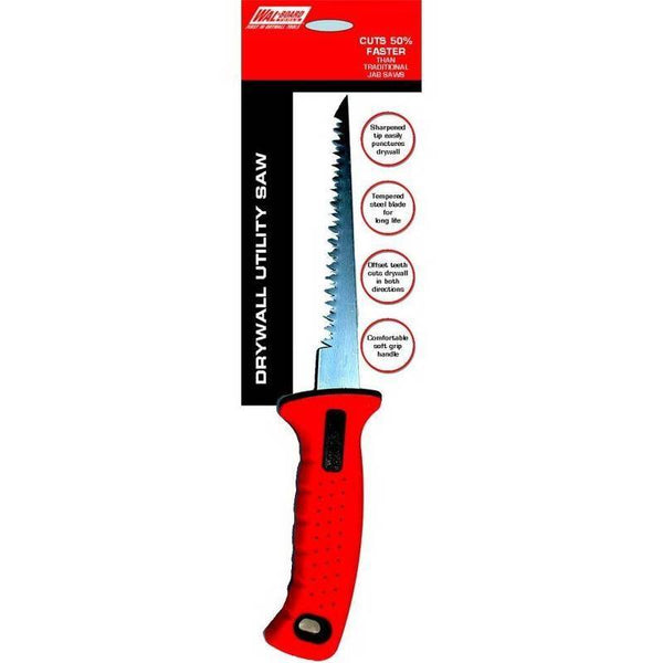 WALLBOARD TOOL 04-030 Drywall Utility Saw, 6 in L Blade, HCS Blade, 3 TPI, Soft Grip Handle, Rubber Handle