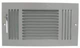 ProSource SW03-12X6 3-Way Sidewall Register, 13.5 in L, 7.5 in W, 52 degree Air Deflection, 3 -Way, Steel, White