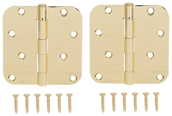 ProSource BH-402PB-PS Door Hinge, Steel, Bright Brass, Loose Pin, 180 deg Range of Motion, Screw Mounting