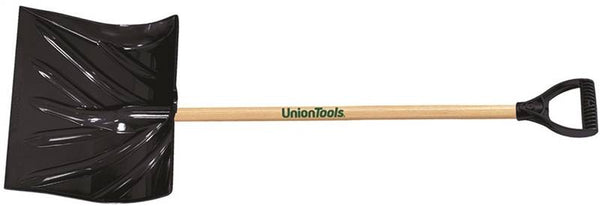 UnionTools 1627400 Snow Shovel, 18 in W Blade, 5-1/2 in L Blade, Combo Blade, Polyethylene Blade, Wood Handle