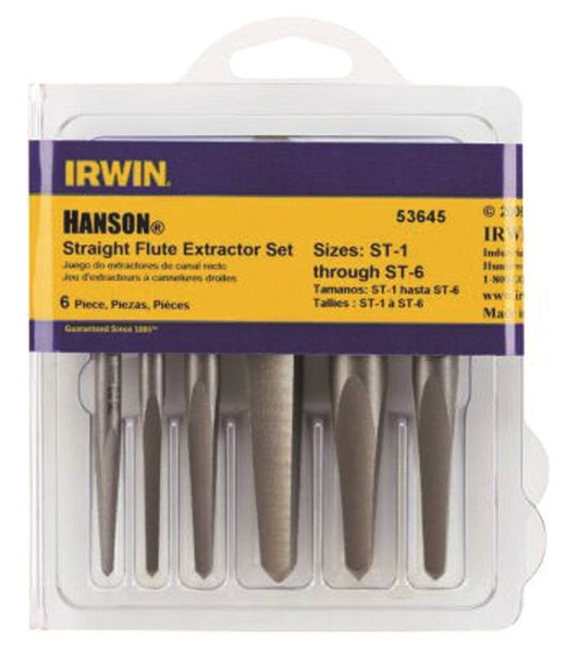 IRWIN 53635 Screw Extractor Set, 5 -Piece, Steel, Specifications: Straight Flute