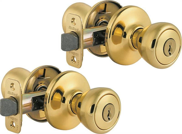 Kwikset 243T3CP6ALK2 Deadbolt and Entry Lockset, 3 Grade, Keyed Alike Key, Polished Brass, 2-3/8 x 2-3/4 in Backset