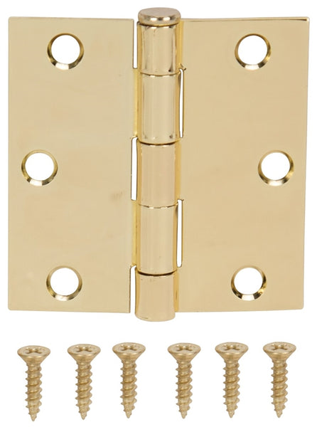 ProSource LR-705-PS Square Corner Door Hinge, Steel, Polished Brass, Loose Pin, 180 deg Range of Motion