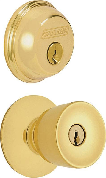 Schlage FB50NVBEL505 Knob Lockset, 2 Grade, Keyed Alike Key, Steel, Brass, 2-3/8 x 2-3/4 in Backset, K4 Keyway