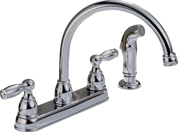 DELTA Peerless Claymore Series P299575LF Kitchen Faucet, 1.8 gpm, 2-Faucet Handle, Chrome Plated, Deck Mounting