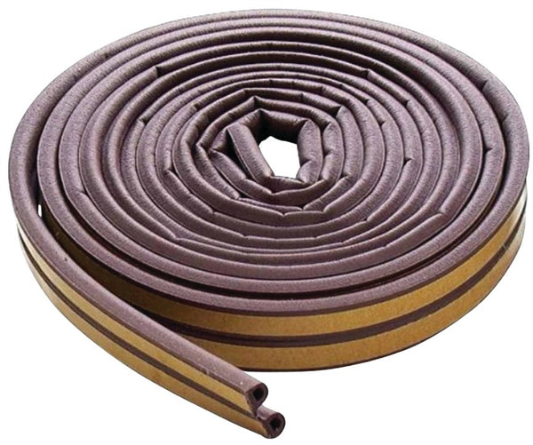 M-D 63602 Weatherstrip Tape, 11/32 in W, 17 ft L, EPDM Rubber, Brown