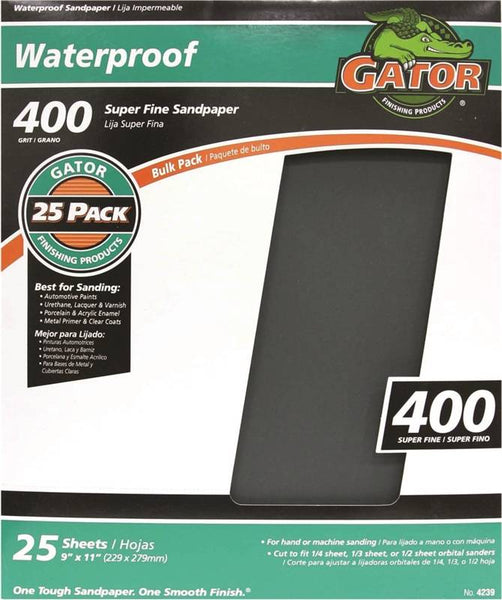 Gator 3281 Sanding Sheet, 11 in L, 9 in W, 400 Grit, Silicone Carbide Abrasive