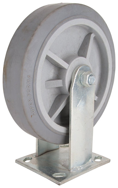 ProSource JC-T07 Rigid Caster, 8 in Dia Wheel, 2 in W Wheel, Thermoplastic Rubber Wheel, Gray, 750 lb