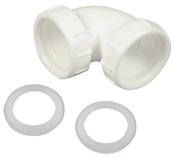 Danco 94034 Elbow Tube, 1-1/2 in, Slip-Joint, PVC, White