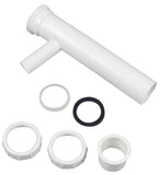 Danco 94057 Tailpiece, 1-1/2 in, 8 in L, Slip-Joint, 5/8 in O.D. Branch, Plastic, White