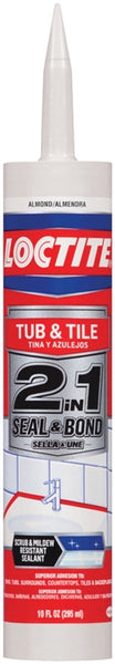 Loctite POLYSEAMSEAL 2154752 Tub and Tile Adhesive Caulk, Almond, 1 to 14 days Curing, 20 to 170 deg F, 10 oz Cartridge