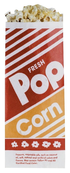 Gold Medal 2053 Popcorn Bag, 1 oz Capacity, Bright Orange/Red