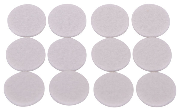 ProSource FE-50223-PS Furniture Pad, Felt Cloth, White, 7/8 in Dia, 5/64 in Thick, Round