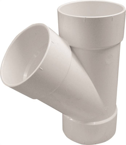 CANPLAS 414135BC Sewer Pipe Wye, 6 x 6 x 4 in, Hub, PVC, White, SCH 40 Schedule